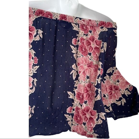 Francesca Floral Polka Dot Off Shoulder Batwing Top - Picture 16 of 16